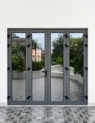 CỬA ĐI NHÔM 4 CÁNH MỞ QUAY NGOÀI