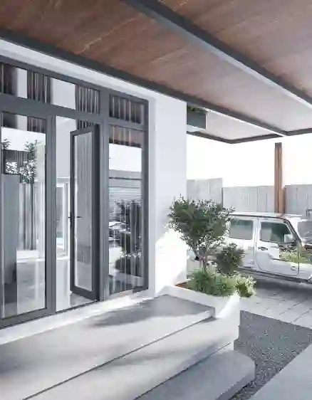 CỬA ĐI NHÔM 2 CÁNH MỞ QUAY TRONG