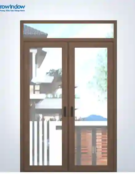 CỬA ĐI NHÔM 2 CÁNH MỞ QUAY NGOÀI