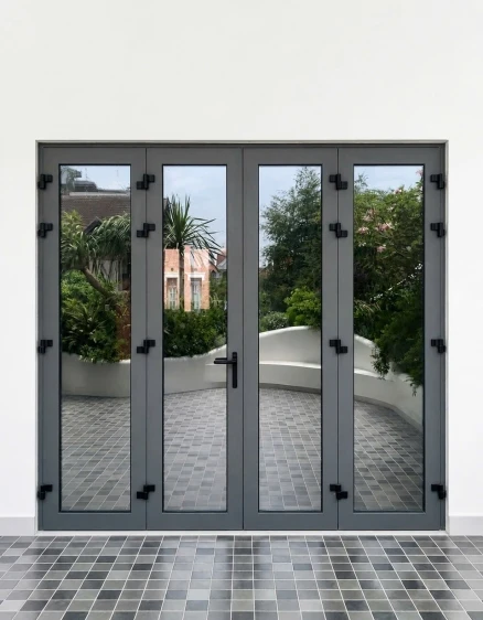 CỬA ĐI NHÔM 4 CÁNH MỞ QUAY NGOÀI