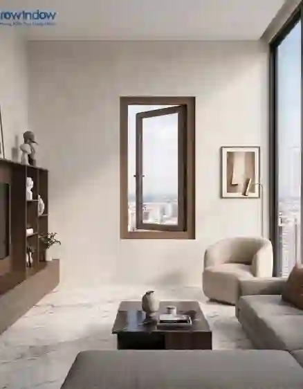 CỬA SỔ NHÔM 1 CÁNH MỞ QUAY NGOÀI