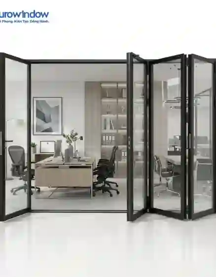 CỬA ĐI NHÔM 4 CÁNH XẾP TRƯỢT