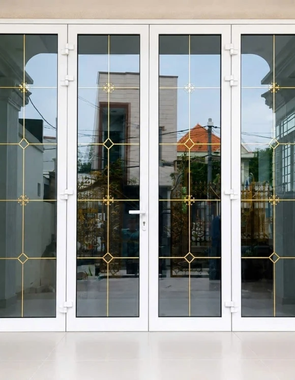 CỬA ĐI NHÔM 4 CÁNH MỞ QUAY NGOÀI
