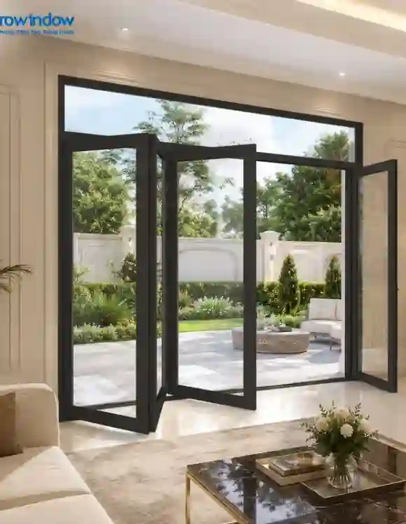 CỬA ĐI NHÔM 4 CÁNH XẾP TRƯỢT