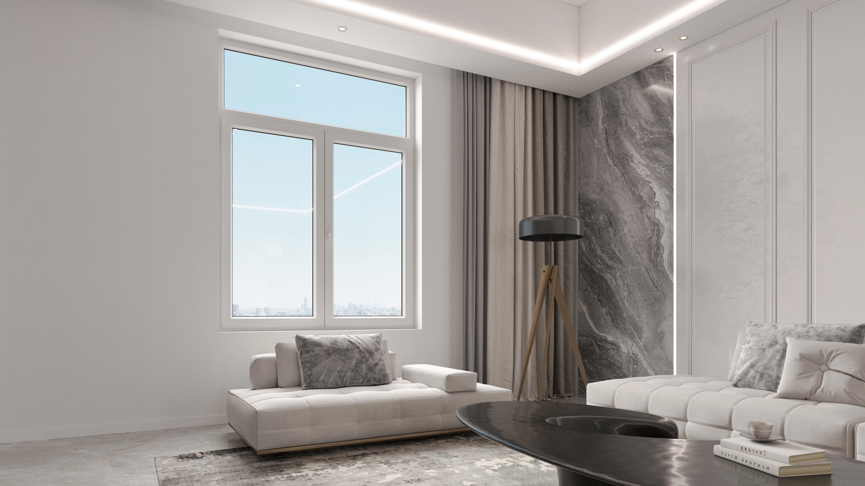 Cửa sổ uPVC 2 cánh mở quay lật trong