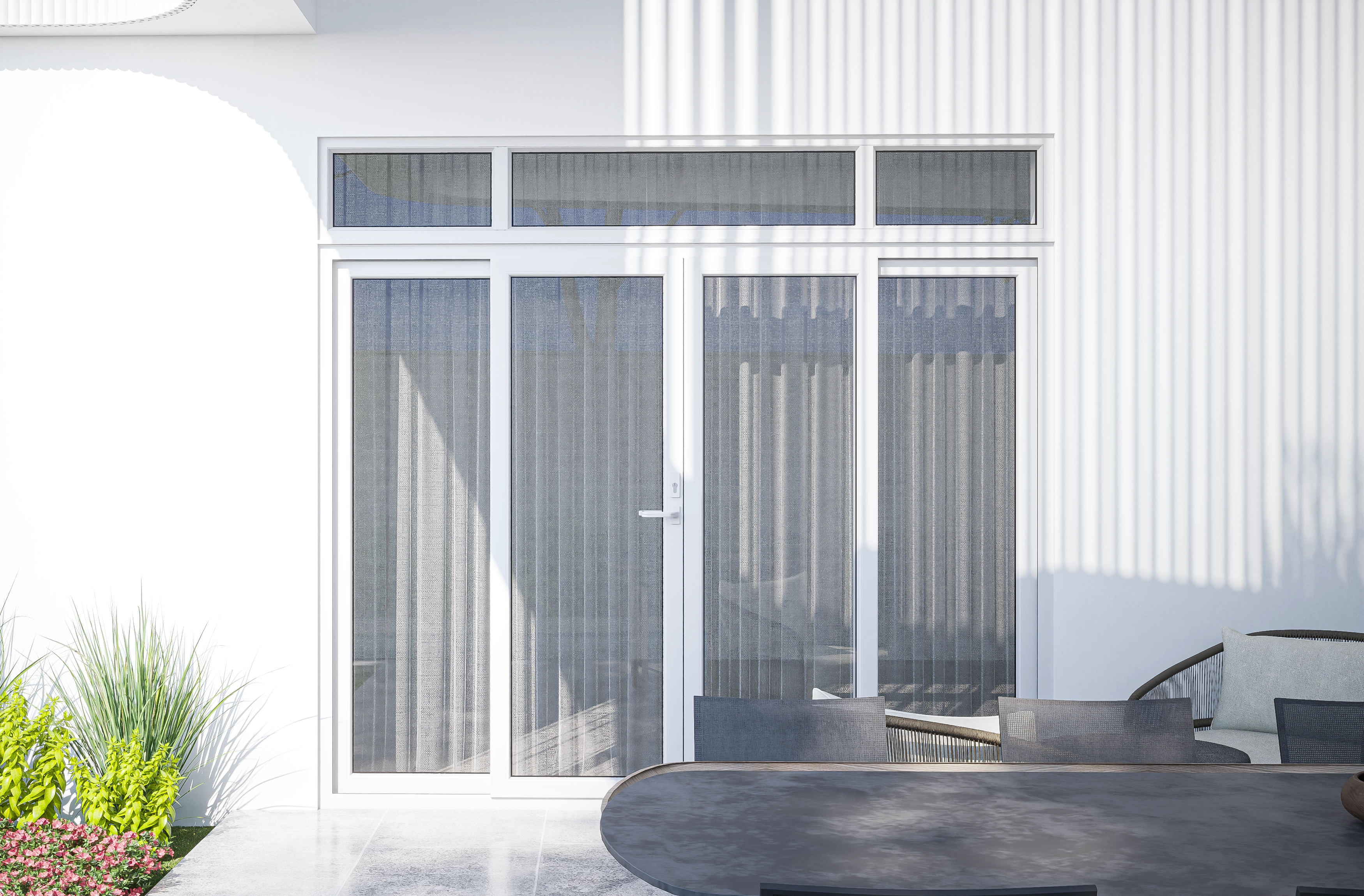 CỬA ĐI uPVC 4 CÁNH XẾP TRƯỢT